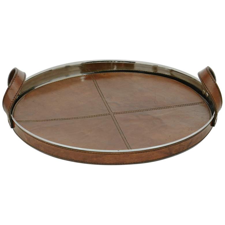 Image 1 Maison Home Chapin Leather and Brass Tray