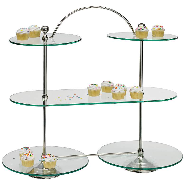 Image 1 Maison Home Ella Nickel and Glass 24 1/2 inch High Bakery Stand