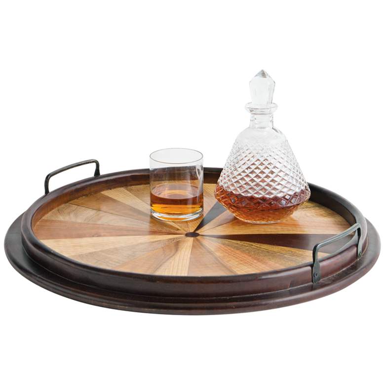 Image 1 Maison Home Virginia Brown Round Wood Tray
