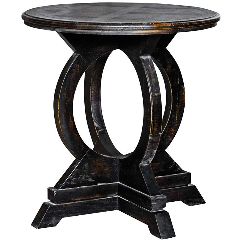Image 1 Maiva  24" Wide Weathered Black Wood Round Accent Table