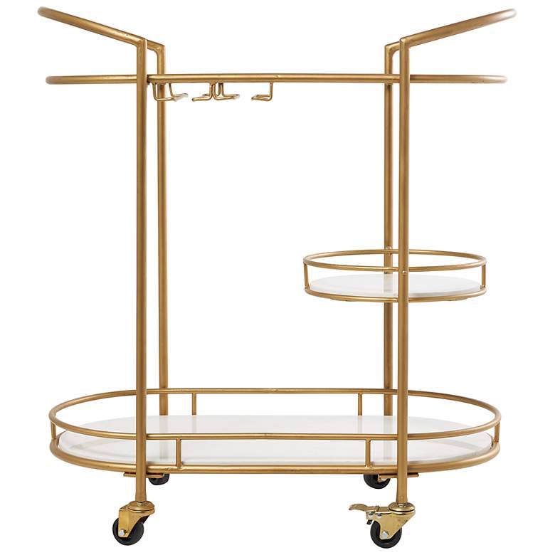 Image 4 Maizie 30 3/4 inch Wide Gold Metal 3-Shelf Rolling Bar Cart more views