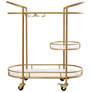 Maizie 30 3/4" Wide Gold Metal 3-Shelf Rolling Bar Cart