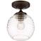 Maja 8 1/4"W Honey Comb Ribbed Glass Bronze Ceiling Light