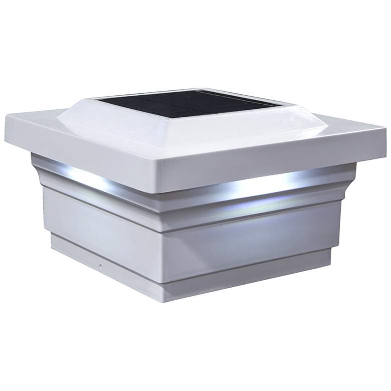 Image 1 Majestic 3 3/4" High White Outdoor Solar LED Post Cap