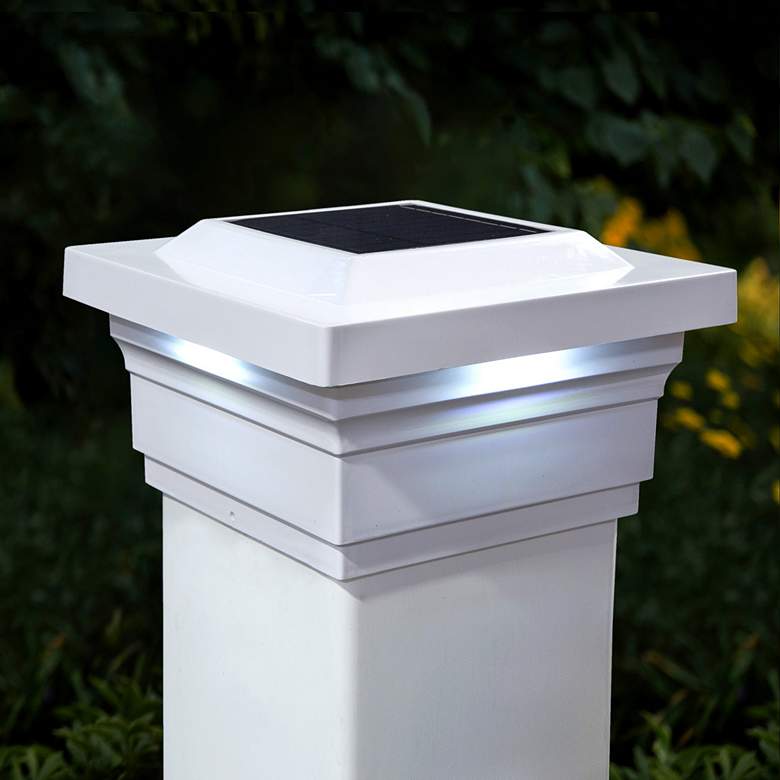 Image 2 Majestic 3 3/4" High White Outdoor Solar LED Post Cap more views