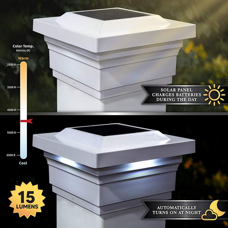 Image 4 Majestic 3 3/4" High White Outdoor Solar LED Post Cap more views