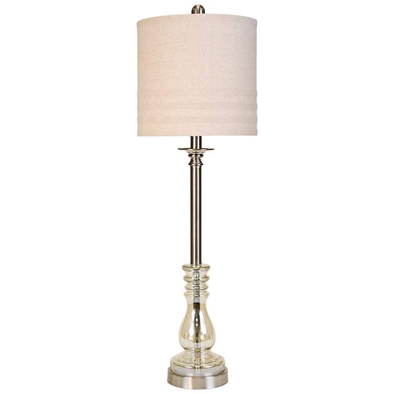 Image 1 Majestic and Brushed Steel Table Lamp w/ White Fabric Shade