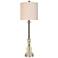 Majestic and Brushed Steel Table Lamp w/ White Fabric Shade