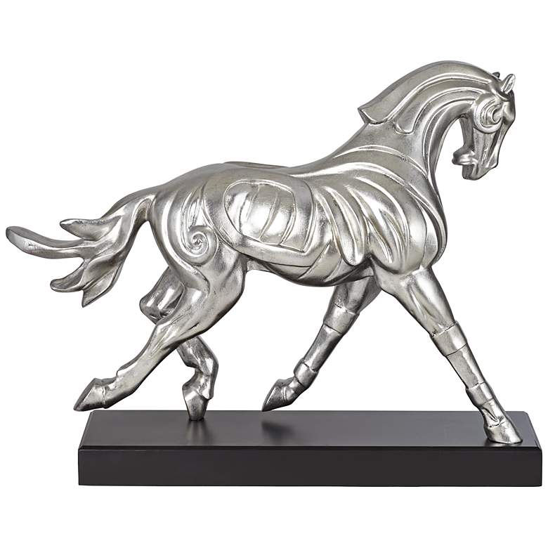 Image 1 Majestic Silver 23 inch Wide Trotting Horse Sculpture