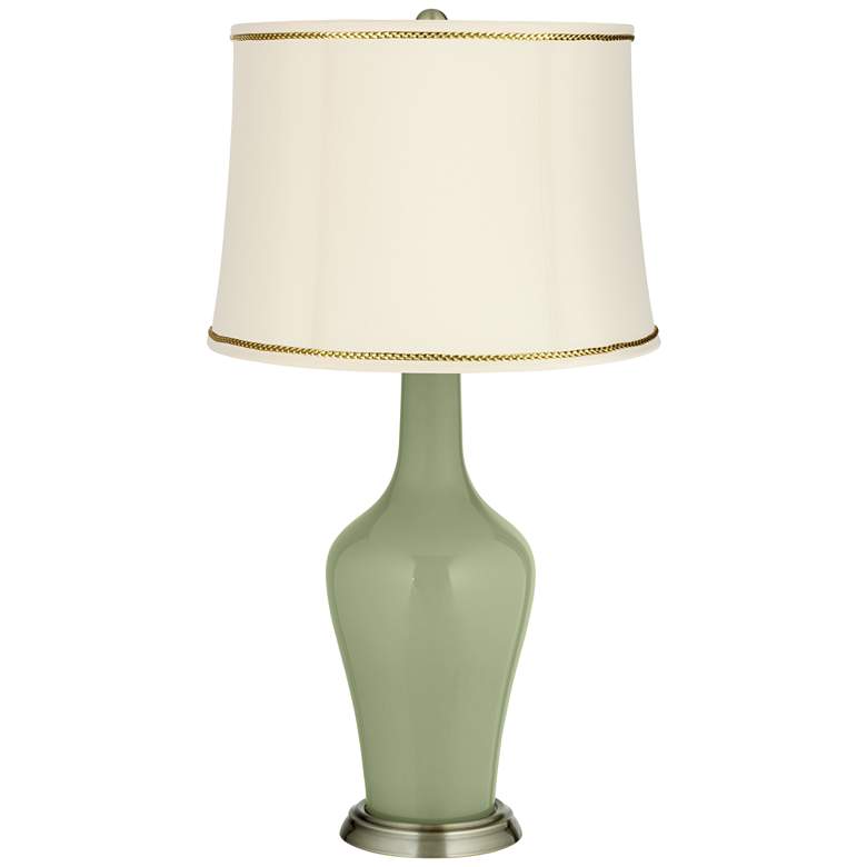 Image 1 Majolica Green Anya Table Lamp with President&#39;s Braid Trim