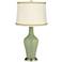 Majolica Green Anya Table Lamp with Relaxed Wave Trim