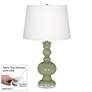 Majolica Green Apothecary Table Lamp with Dimmer