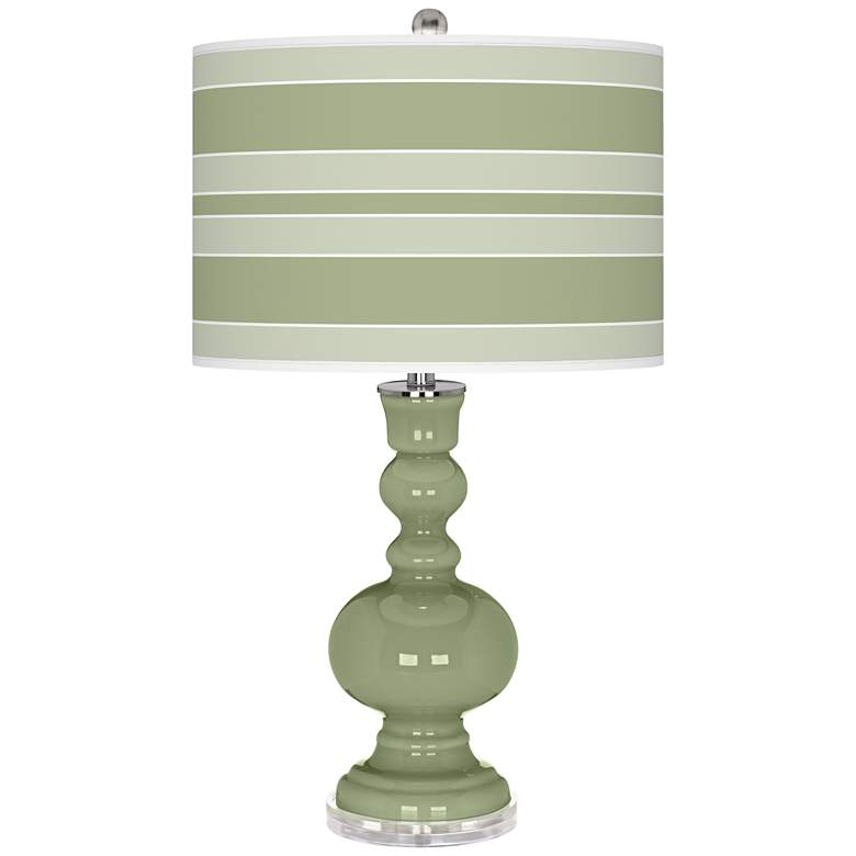 Image 1 Majolica Green Bold Stripe Apothecary Table Lamp