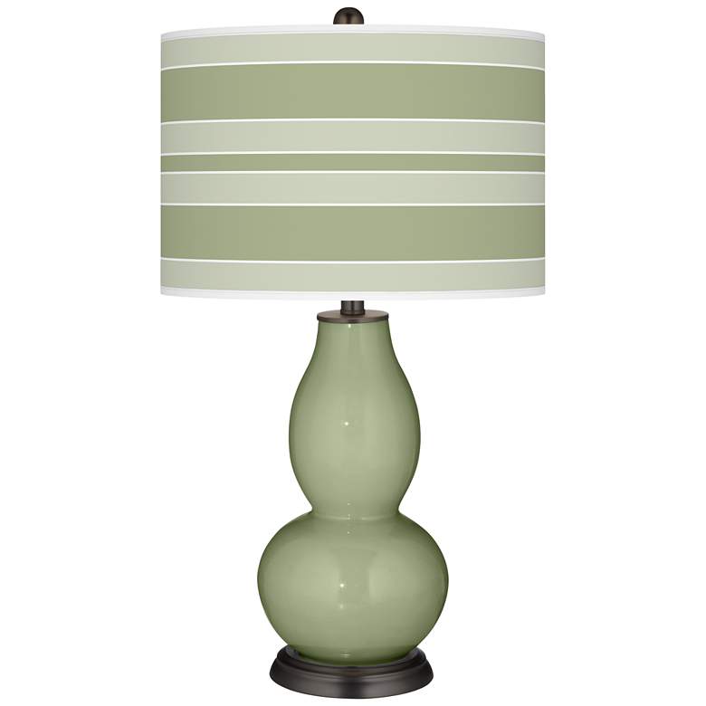 Image 1 Majolica Green Bold Stripe Double Gourd Table Lamp