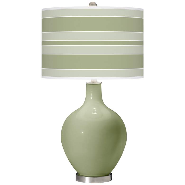 Image 1 Majolica Green Bold Stripe Ovo Table Lamp