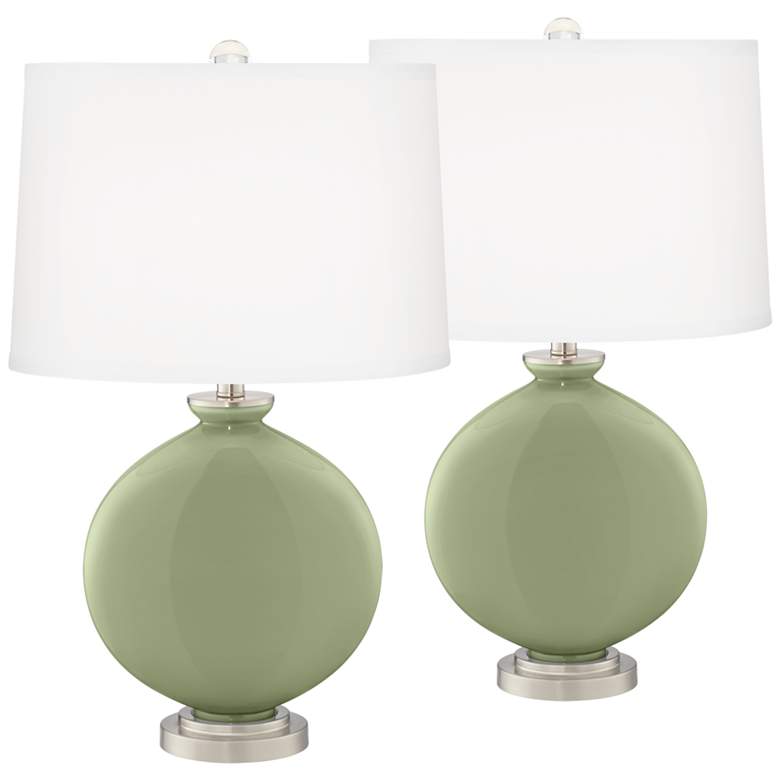Image 2 Majolica Green Carrie Table Lamp Set of 2 with Dimmers