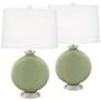 Majolica Green Carrie Table Lamp Set of 2 with Dimmers