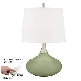 Image1 of Majolica Green Felix Modern Table Lamp with Table Top Dimmer