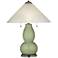Majolica Green Fulton Table Lamp with Fluted Glass Shade