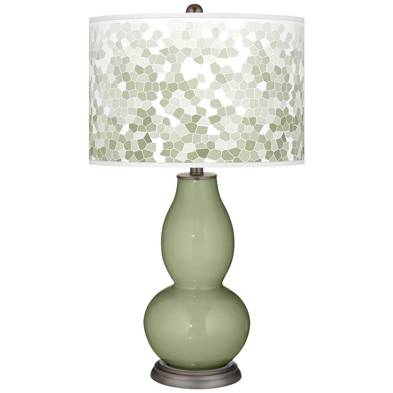 Image 1 Majolica Green Mosaic Giclee Double Gourd Table Lamp
