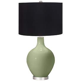 Image1 of Majolica Green Ovo Table Lamp with Black Shade
