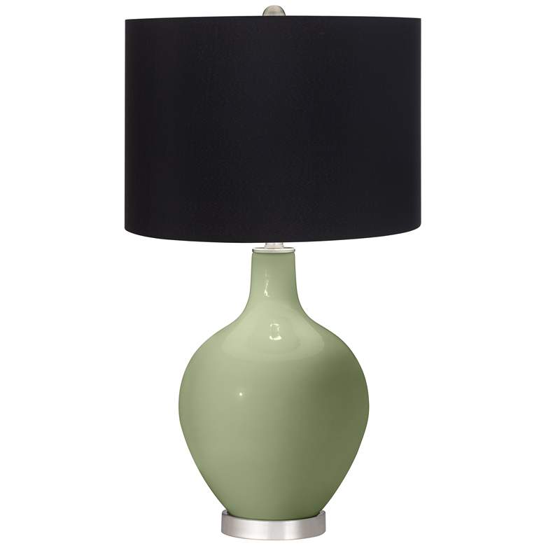 Image 1 Majolica Green Ovo Table Lamp with Black Shade