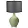 Majolica Green Ovo Table Lamp with Organza Black Shade