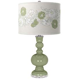 Image1 of Majolica Green Rose Bouquet Apothecary Table Lamp
