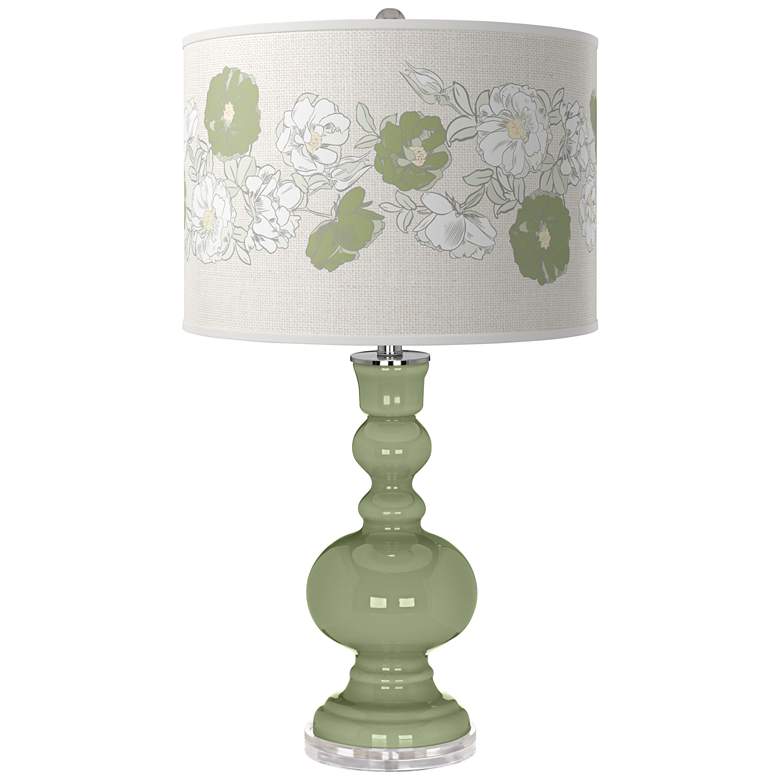 Image 1 Majolica Green Rose Bouquet Apothecary Table Lamp
