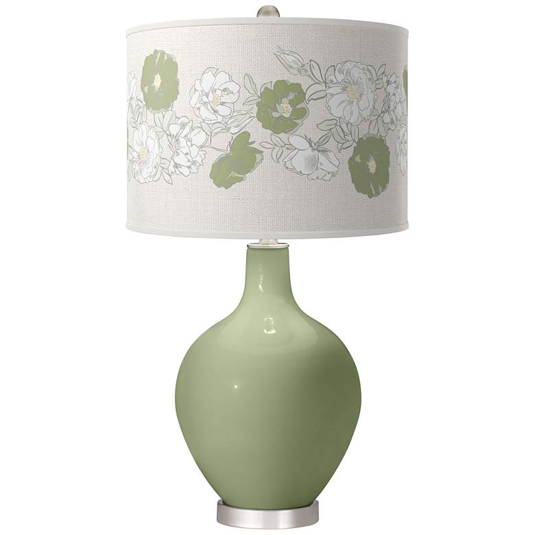 Image 1 Majolica Green Rose Bouquet Ovo Table Lamp