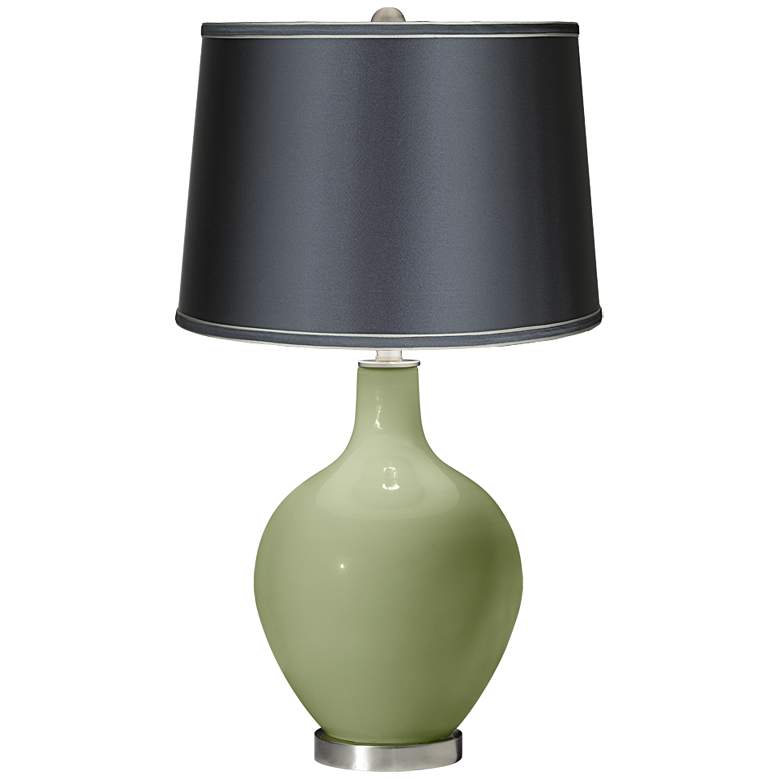Image 1 Majolica Green - Satin Dark Gray Shade Ovo Table Lamp