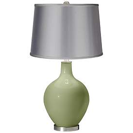 Image1 of Majolica Green - Satin Light Gray Shade Ovo Table Lamp