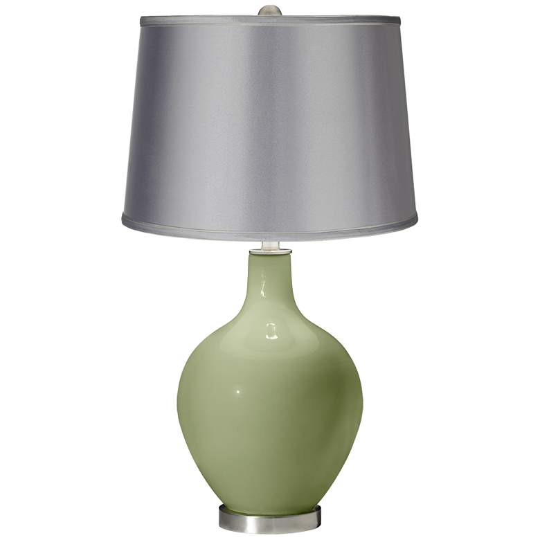 Image 1 Majolica Green - Satin Light Gray Shade Ovo Table Lamp