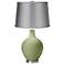 Majolica Green - Satin Light Gray Shade Ovo Table Lamp