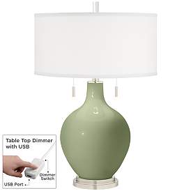 Image1 of Majolica Green Toby Table Lamp with Dimmer