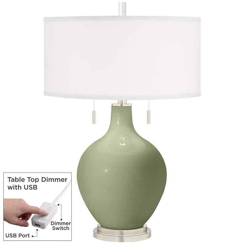 Image 1 Majolica Green Toby Table Lamp with Dimmer