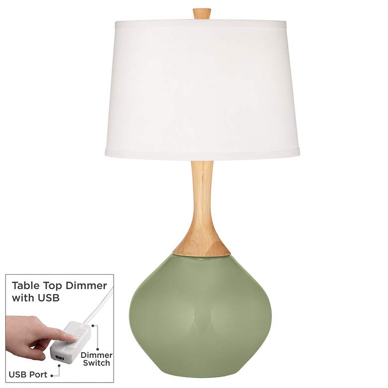 Image 1 Majolica Green Wexler Table Lamp with Dimmer