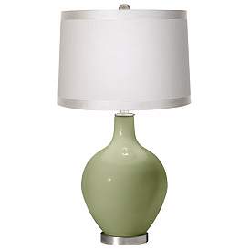 Image1 of Majolica Green White Drum Shade Ovo Table Lamp
