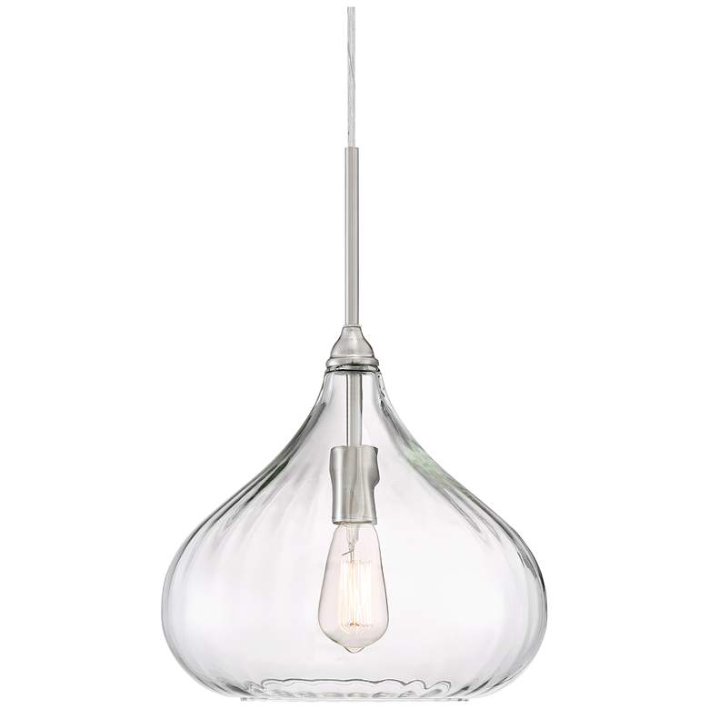 Image 1 Major 12 1/2 inchW Brushed Nickel and Clear Glass Pendant Light