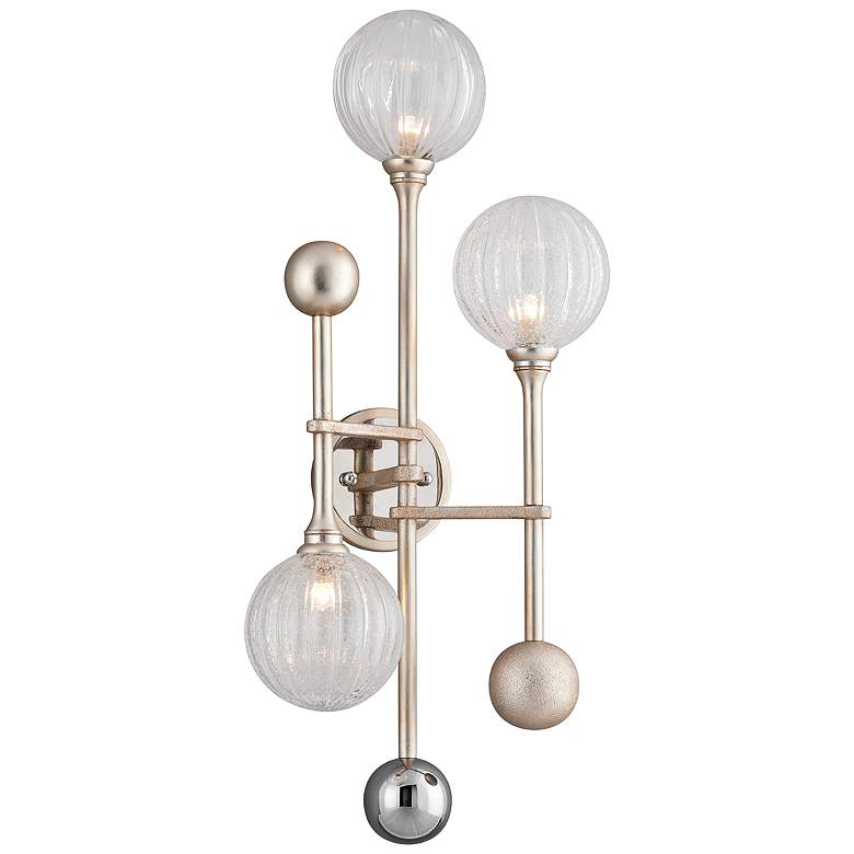 Image 1 Majorette 28 1/4" High Silver Leaf 3-Light LED Modern Wall Sconce