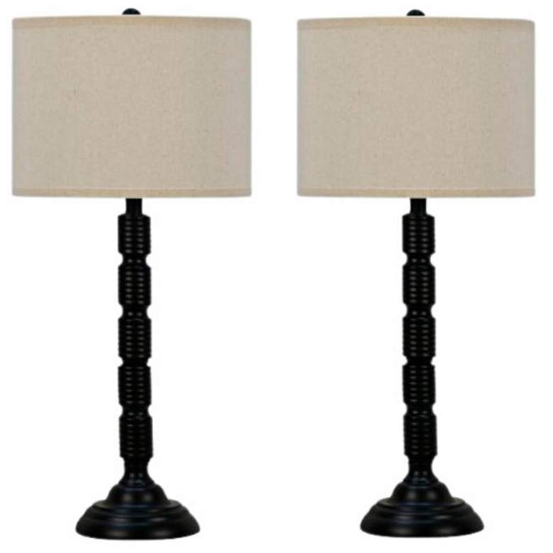 Image 1 Makemake Satin Black Ribbed Metal Table Lamps Set of 2