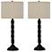 Makemake Satin Black Ribbed Metal Table Lamps Set of 2