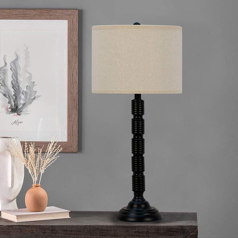 Image 3 Makemake Satin Black Ribbed Metal Table Lamps Set of 2 more views
