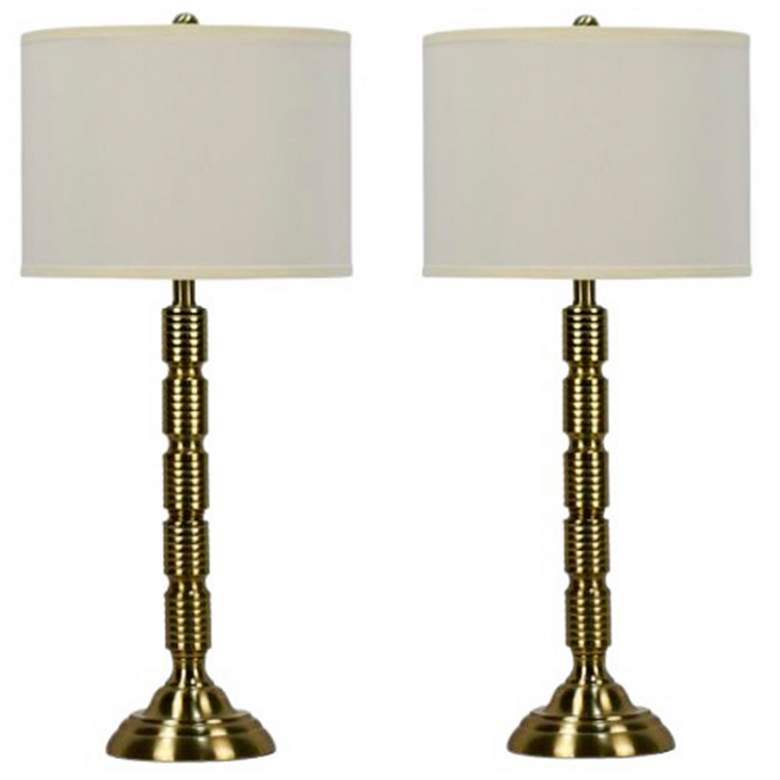 Image 1 Makemake Soft Gold Ribbed Metal Table Lamps Set of 2