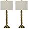 Makemake Soft Gold Ribbed Metal Table Lamps Set of 2