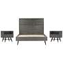 Makena 3 Piece Queen Bedroom Set in Grey Acacia Wood and Steel