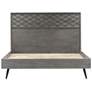 Makena King Platform Bed in Grey Acacia Wood and Steel