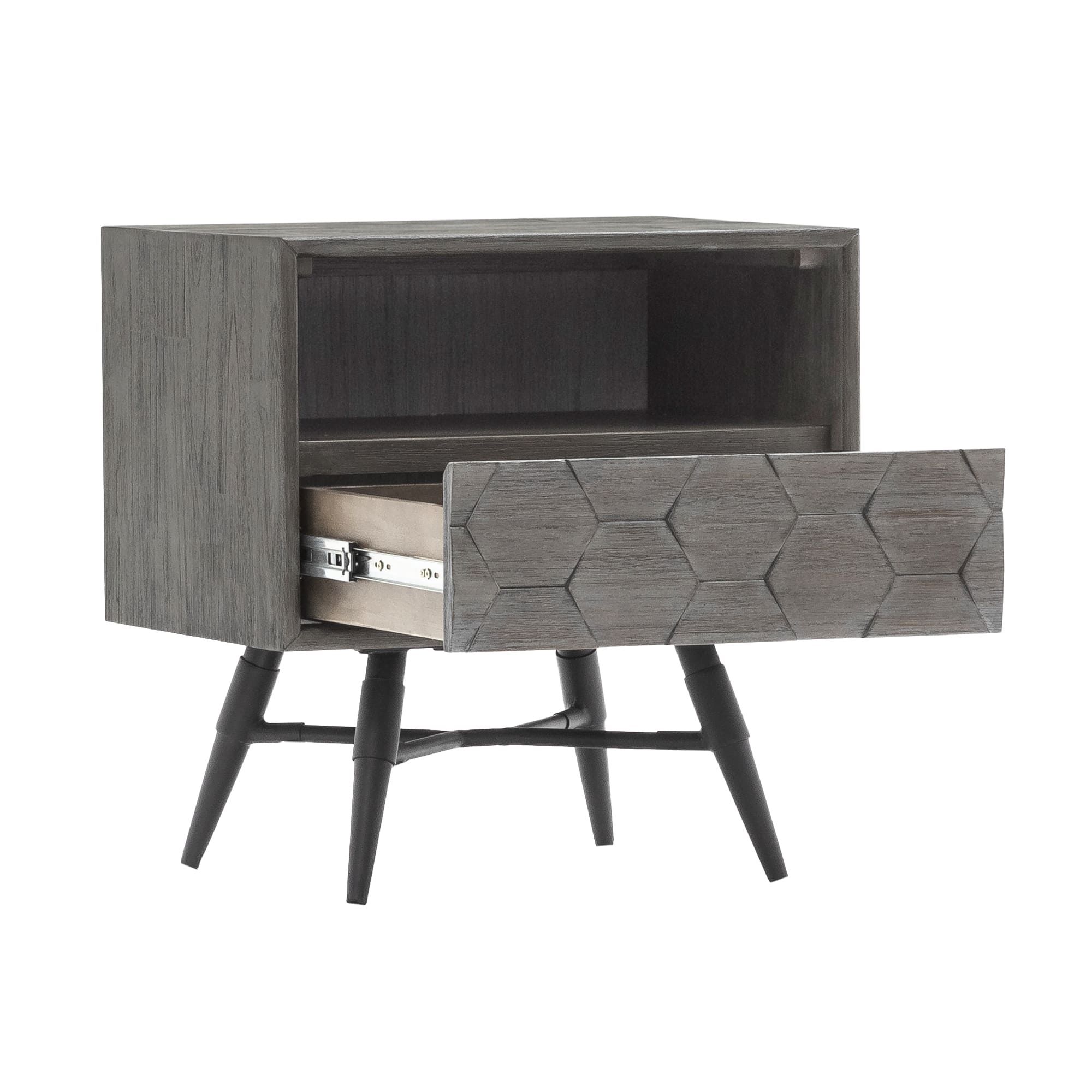 Image 3 Makena Nightstand with 1 Drawer in Grey Acacia Wood more views