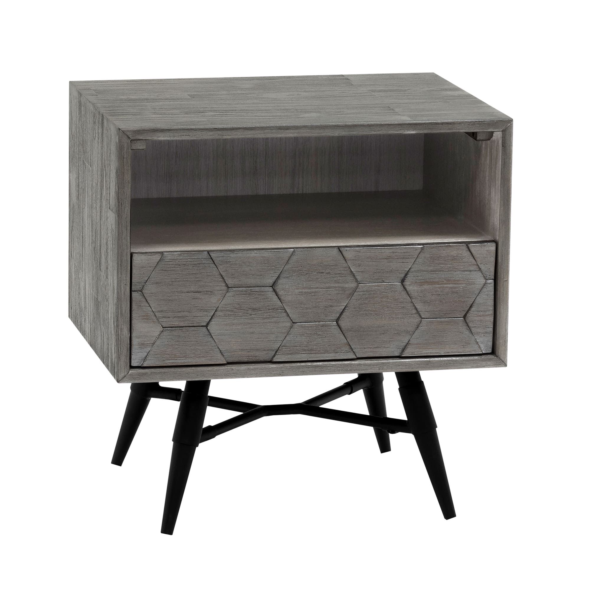Image 5 Makena Nightstand with 1 Drawer in Grey Acacia Wood more views