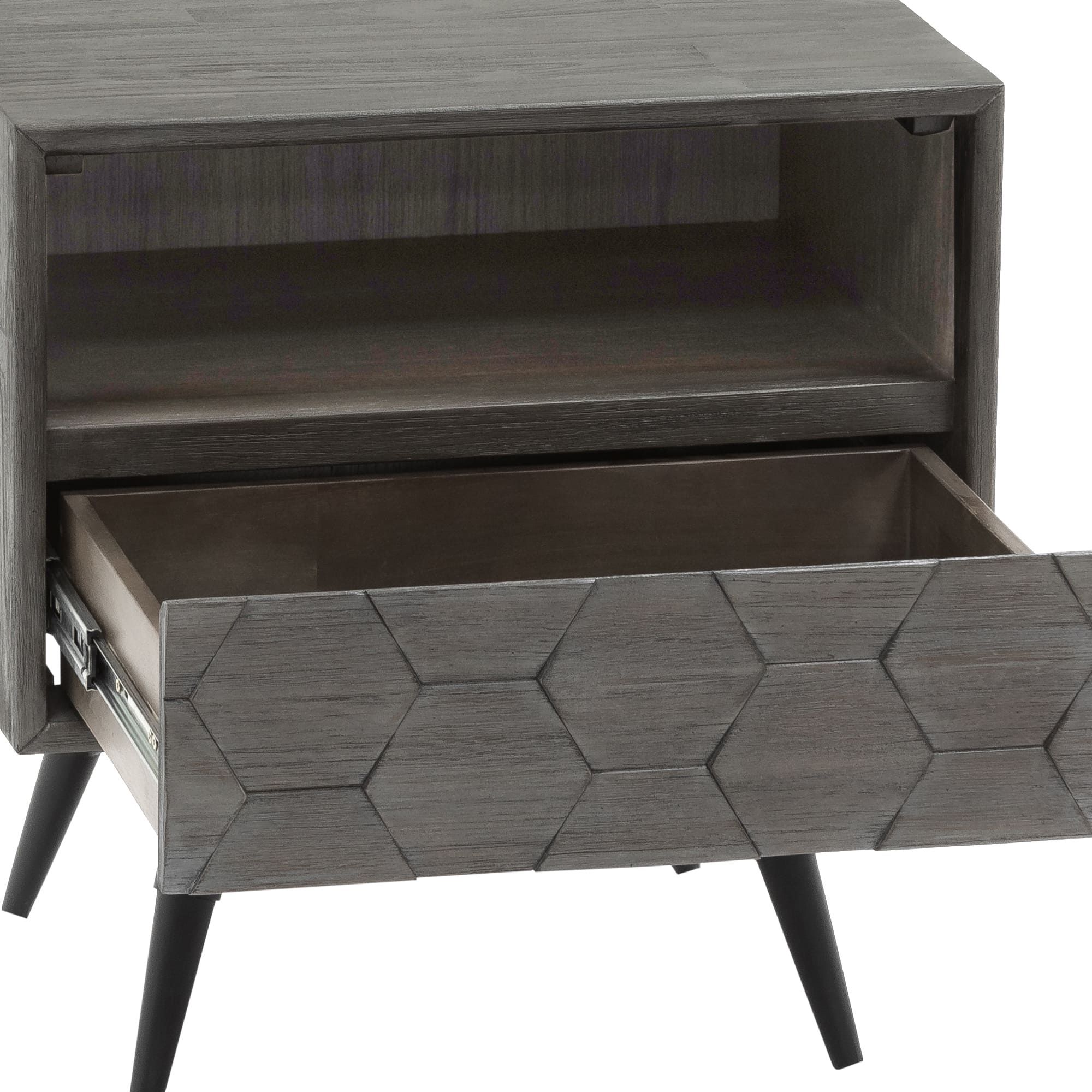 Image 6 Makena Nightstand with 1 Drawer in Grey Acacia Wood more views